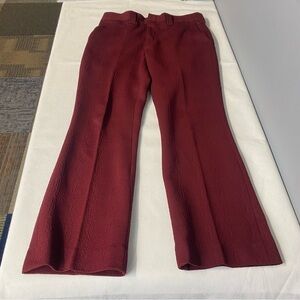 Vintage 70s Men’s Bootcut Flare Pants 36x30 Maroon Textured Polyester Disco Pimp